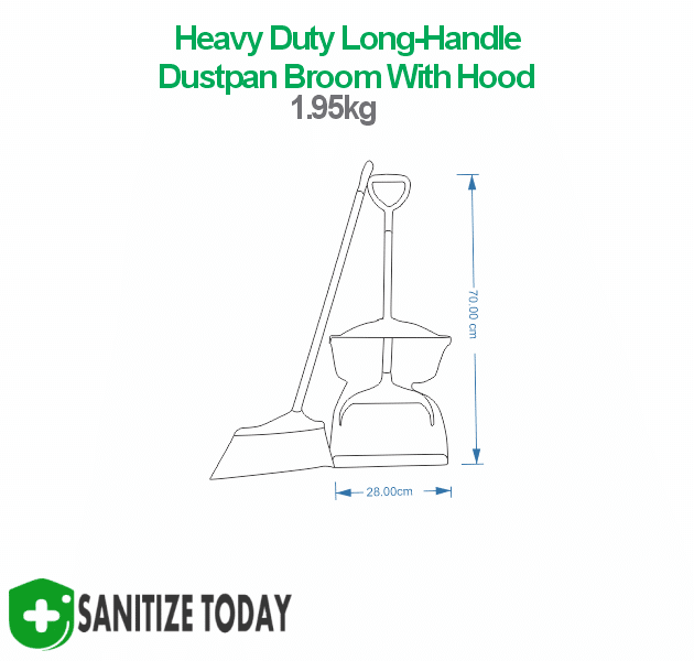 Heavy Duty Long Handle Dustpan & Broom With Hood <br> Black - Image 4