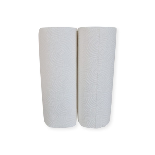 pack of 2 white kitchen roller towels view from front