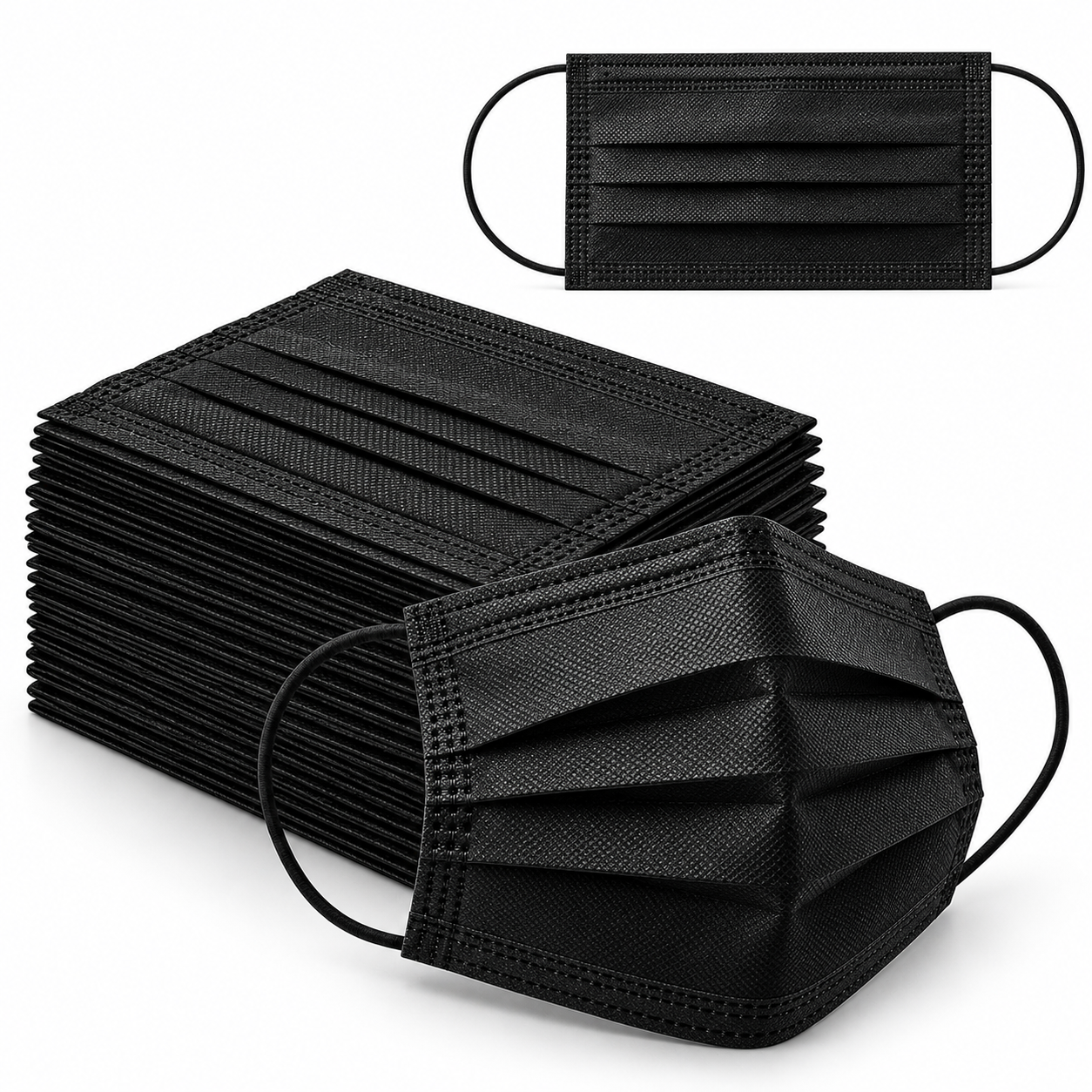 3 Ply Black Disposable Face Masks – 50 Pack - Image 3