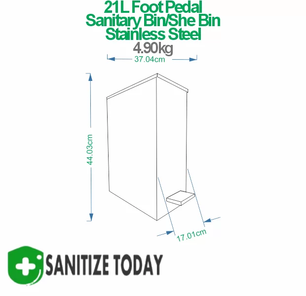 21L Foot Pedal Sanitary Bin / She Bin Stainless Steel - Image 2