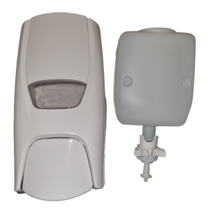 1L manual soap dispenser white + top up bottle