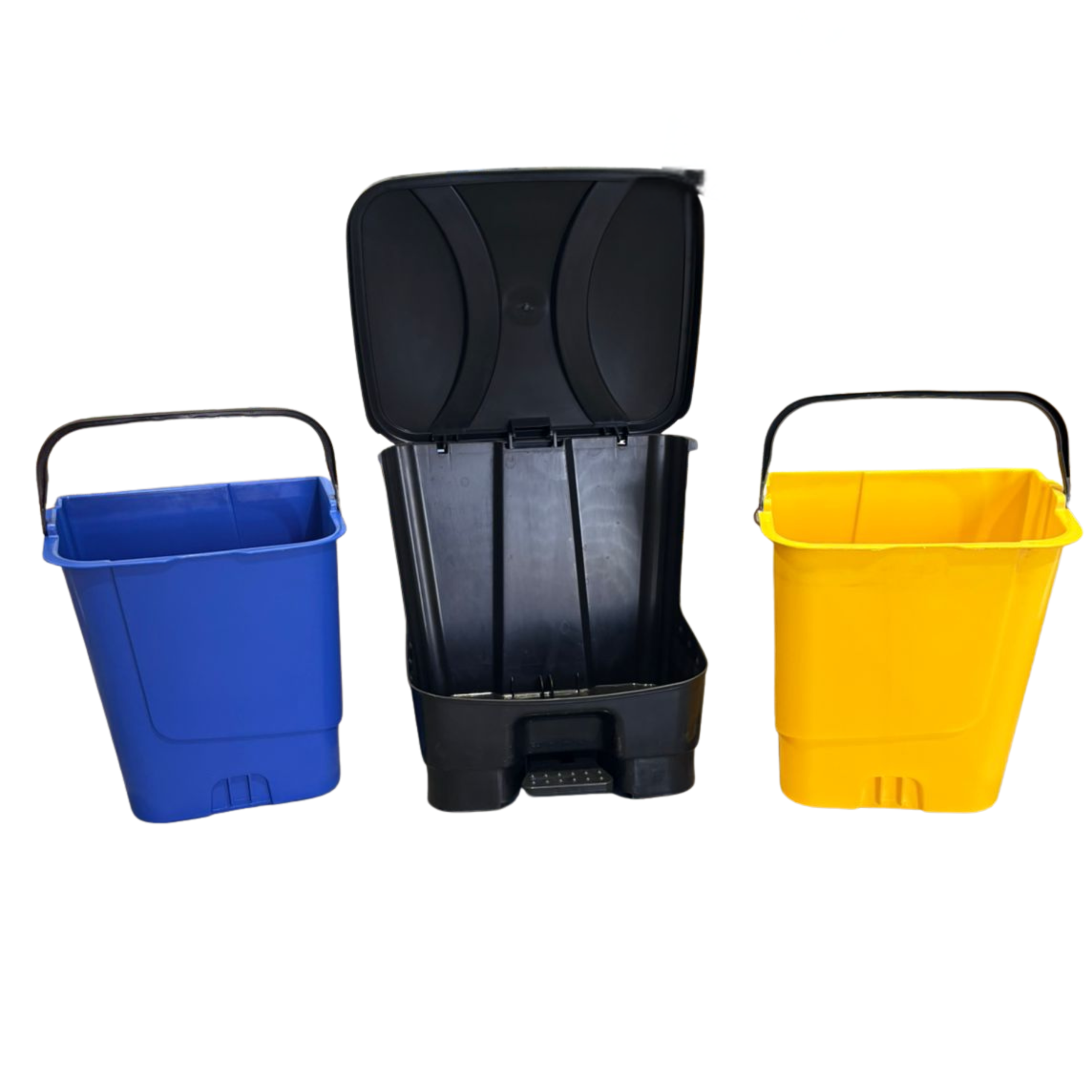 Dual recycle buff bins 30L (2x15L) Blue & Yellow - Image 2
