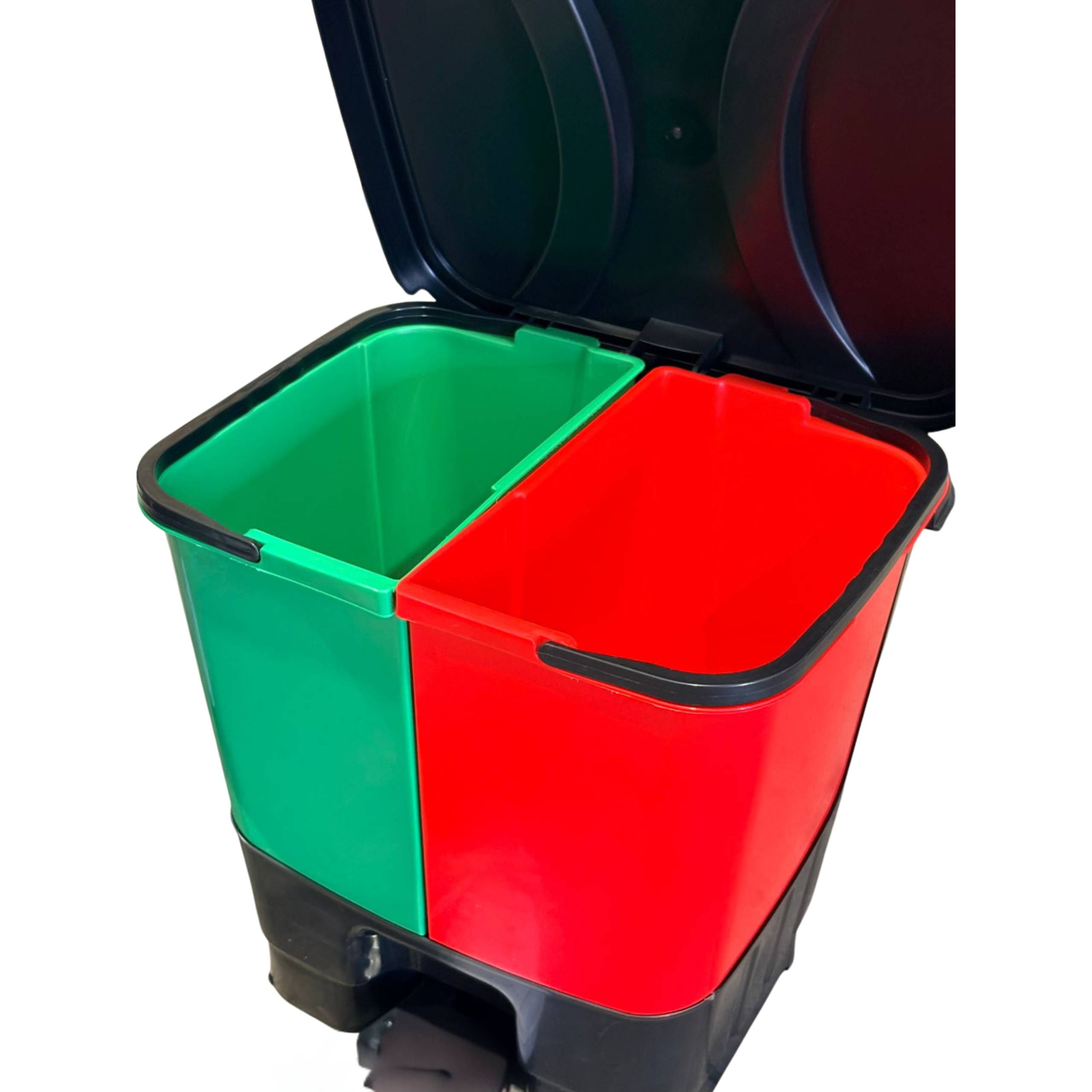 Dual recycle buff bins 30L (2x15L) Red & Green - Image 2