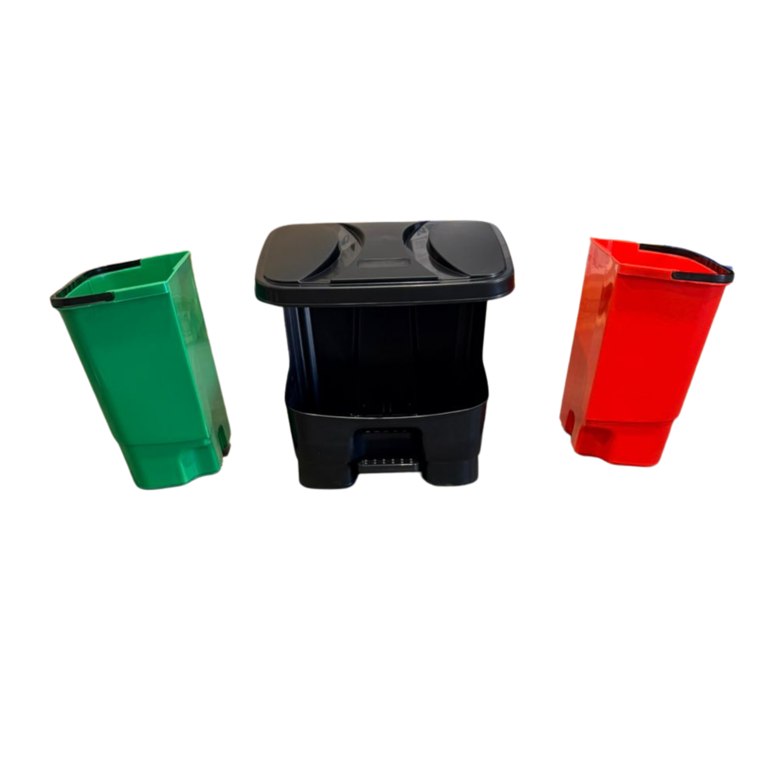 Dual recycle buff bins 30L (2x15L) Red & Green - Image 5