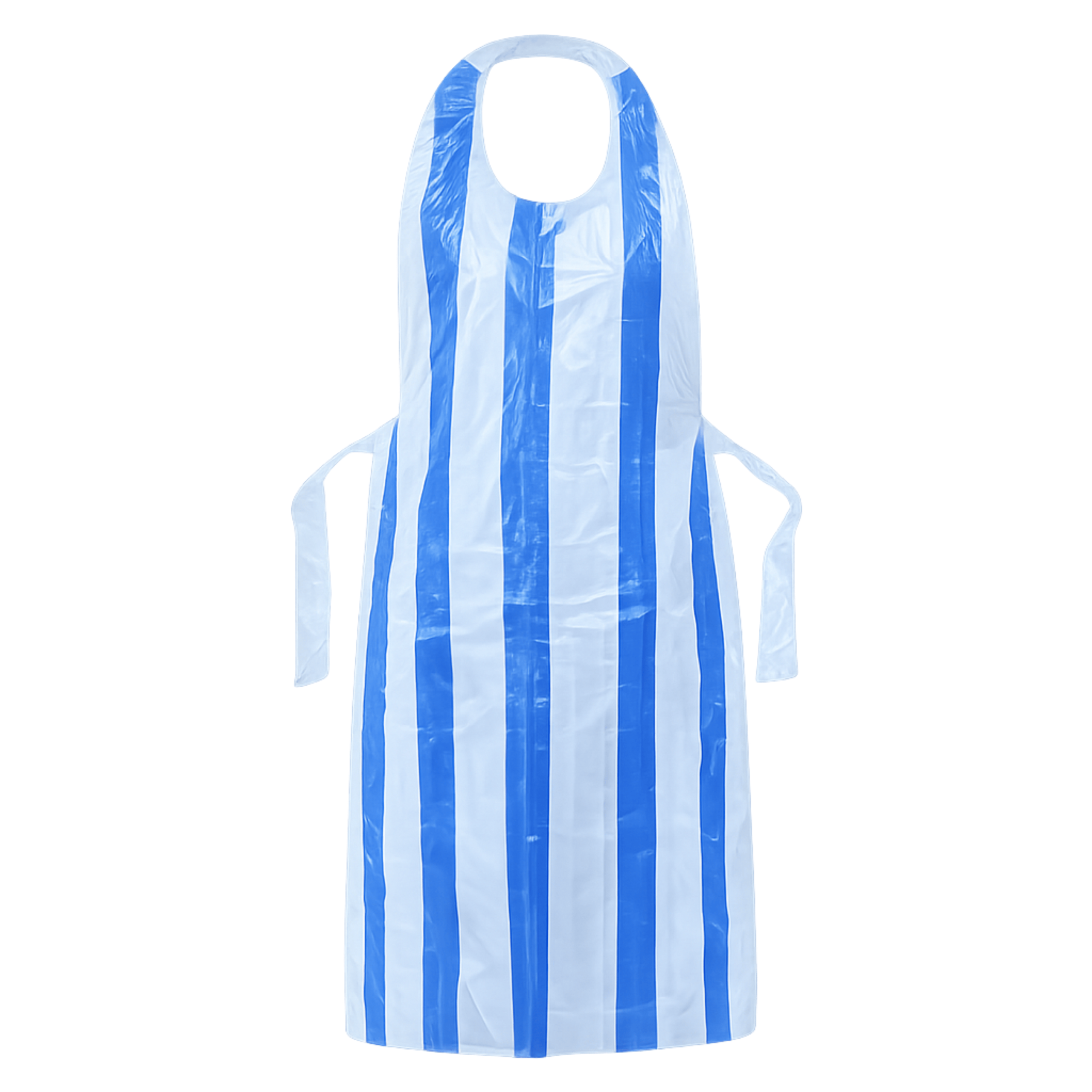 Disposable Plastic Aprons Blue and White Striped (100's)