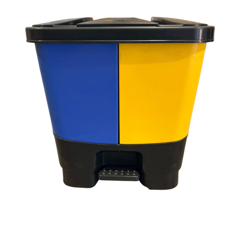 Dual recycle buff bins blue yellow