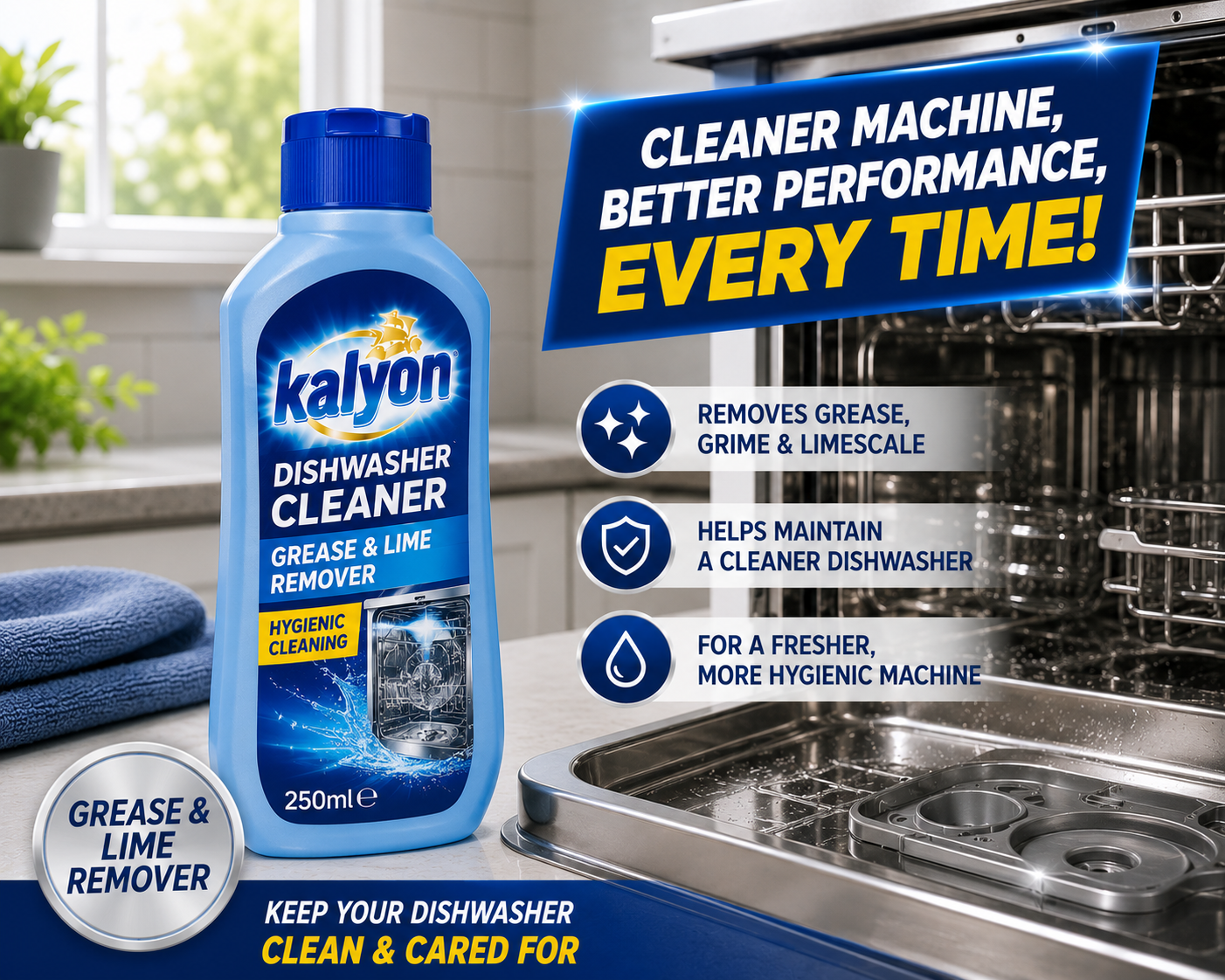 Dishwasher Cleaner 250ml Kalyon | Grease & Lime Remover - Image 3