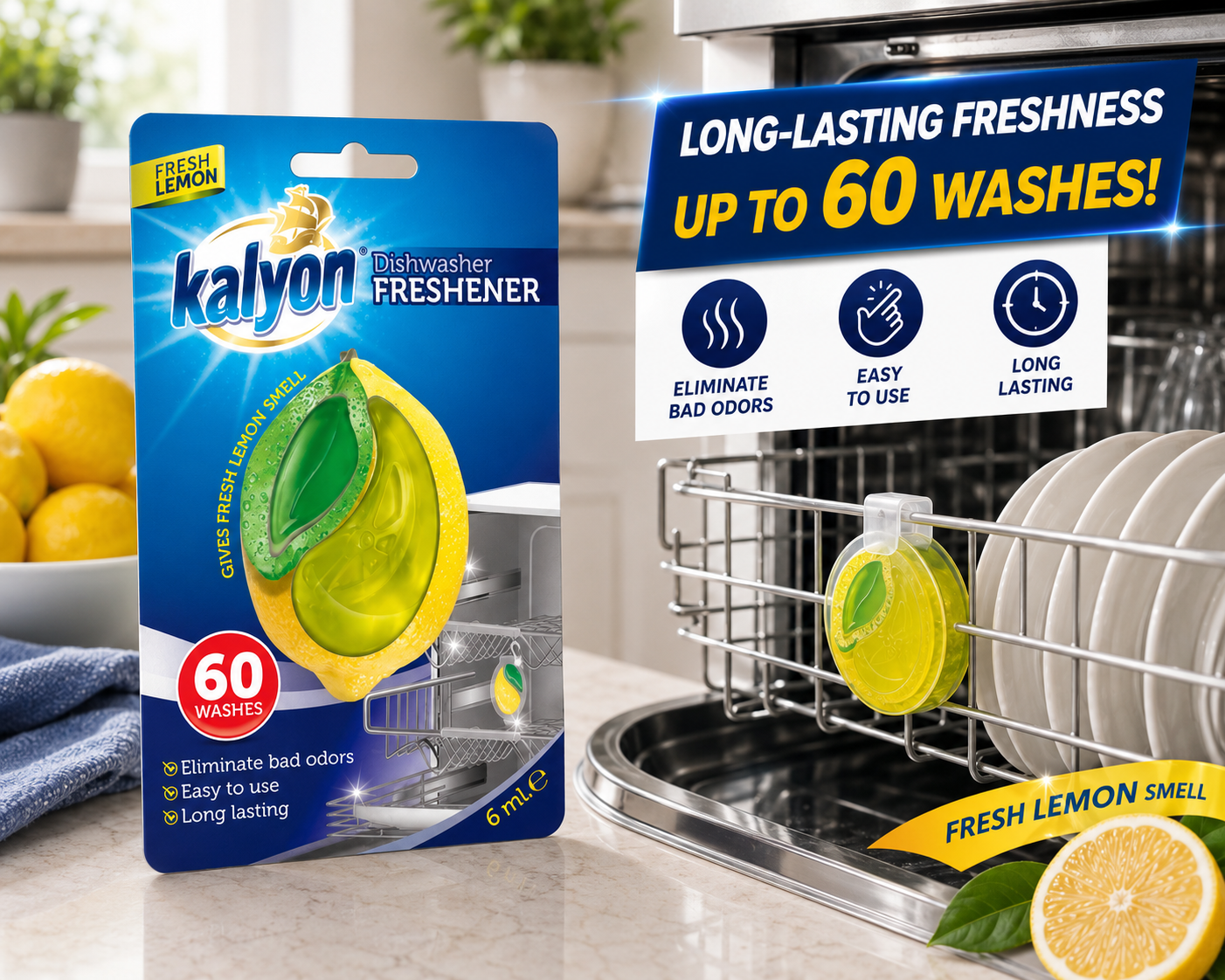 Dishwasher Freshener Lemon Kalyon | Up to 60 Washes - 3 Pack - Image 3