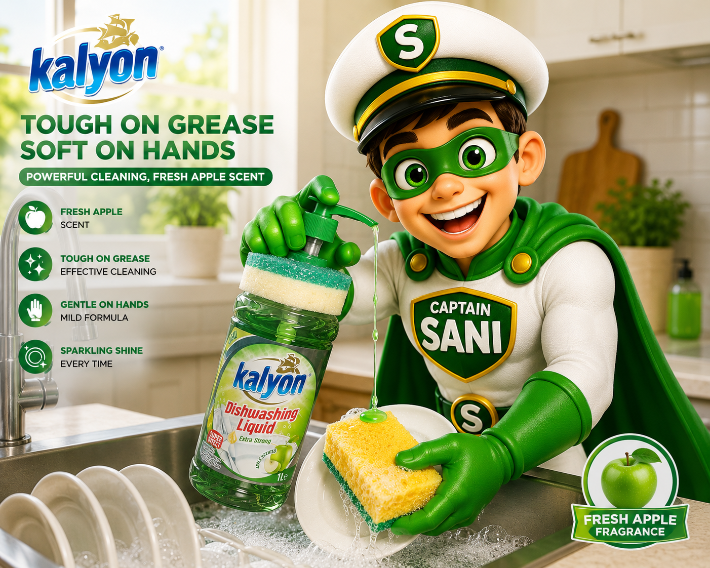 1L Dishwashing Liquid Kalyon With Sponge - Image 4