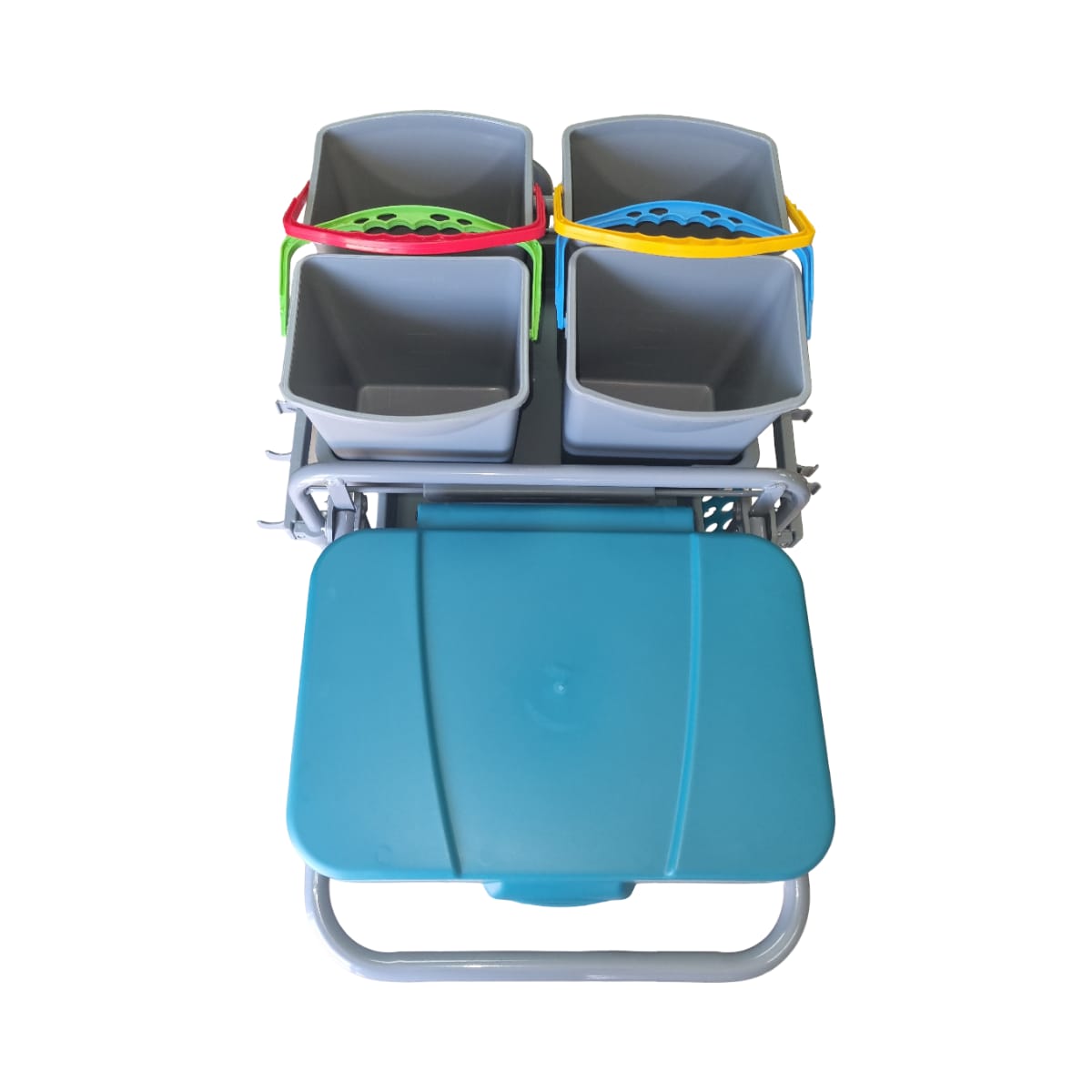 Commercial Janitorial Cleaning Trolley with Double Bucket & Wringer - Image 2