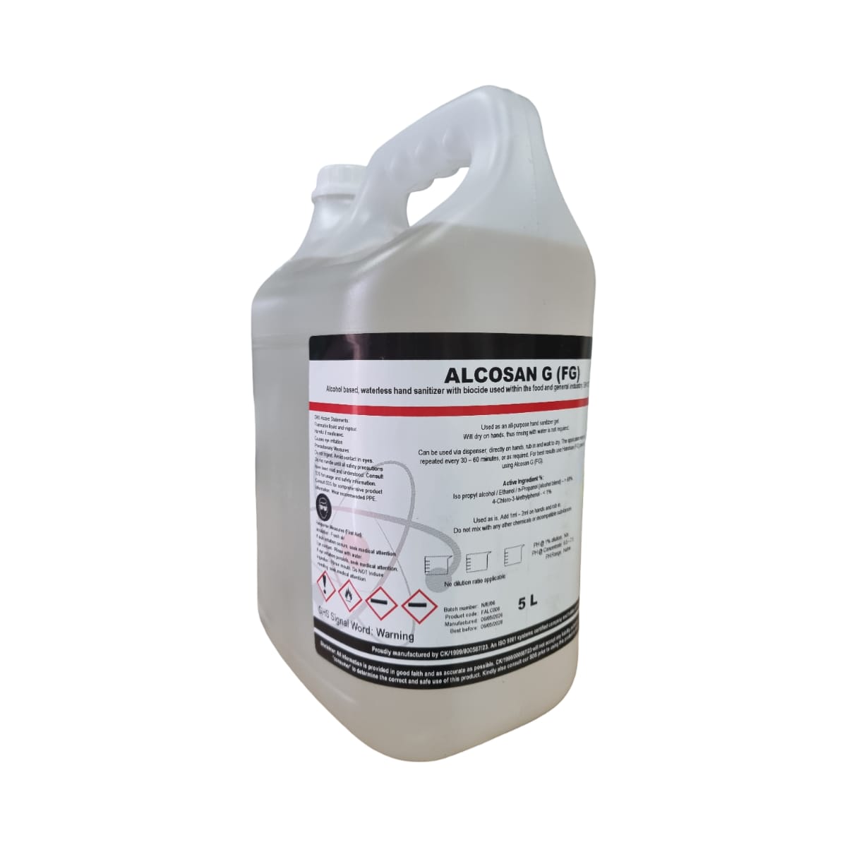 Alcosan G (FG) 5L Alcohol-Based Waterless Hand Sanitiser Gel - Image 2