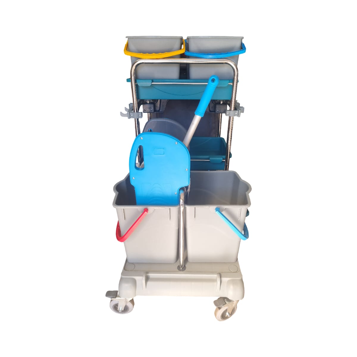 Professional Janitorial Cleaning Trolley with Wringer - Image 3