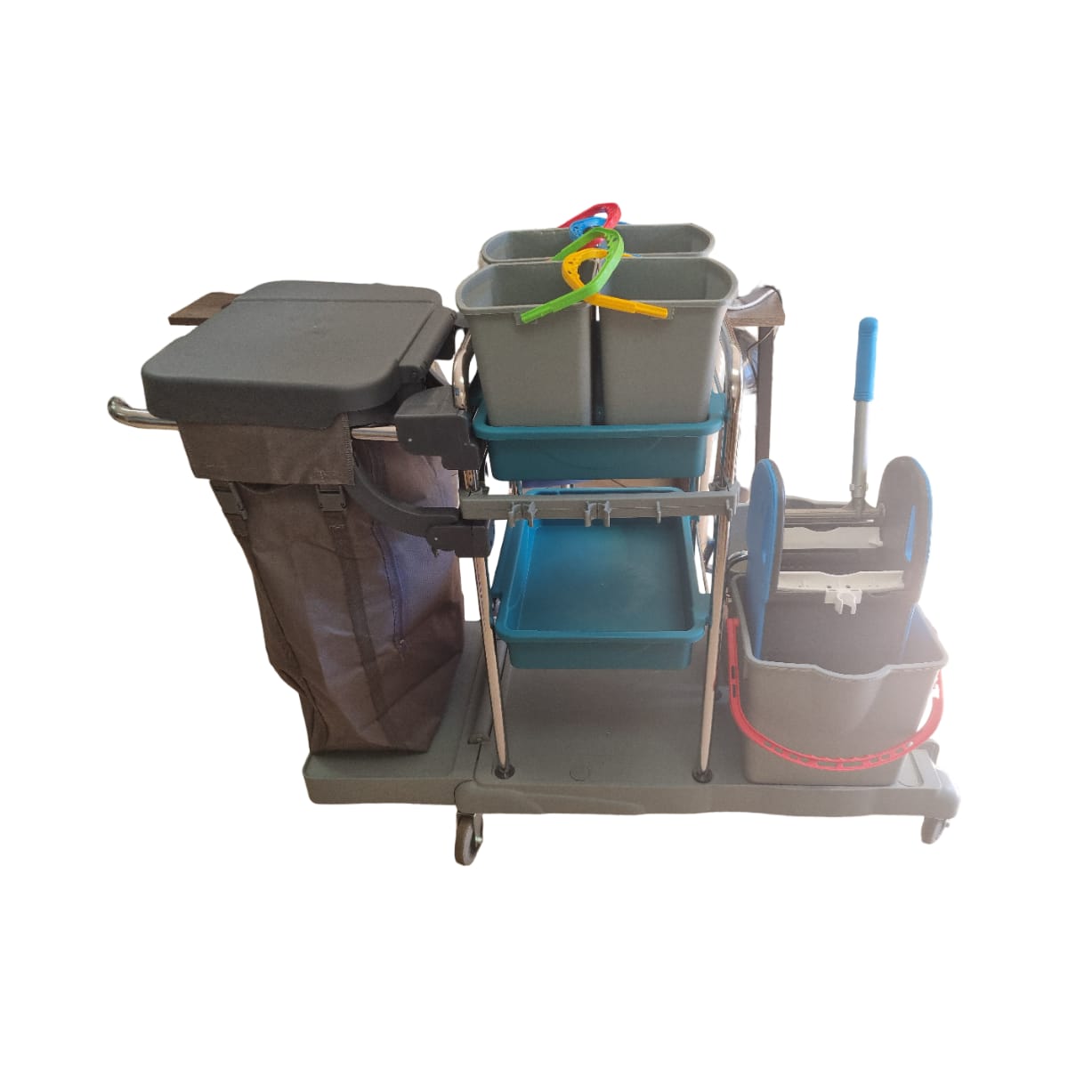Professional Janitorial Cleaning Trolley with Wringer - Image 2