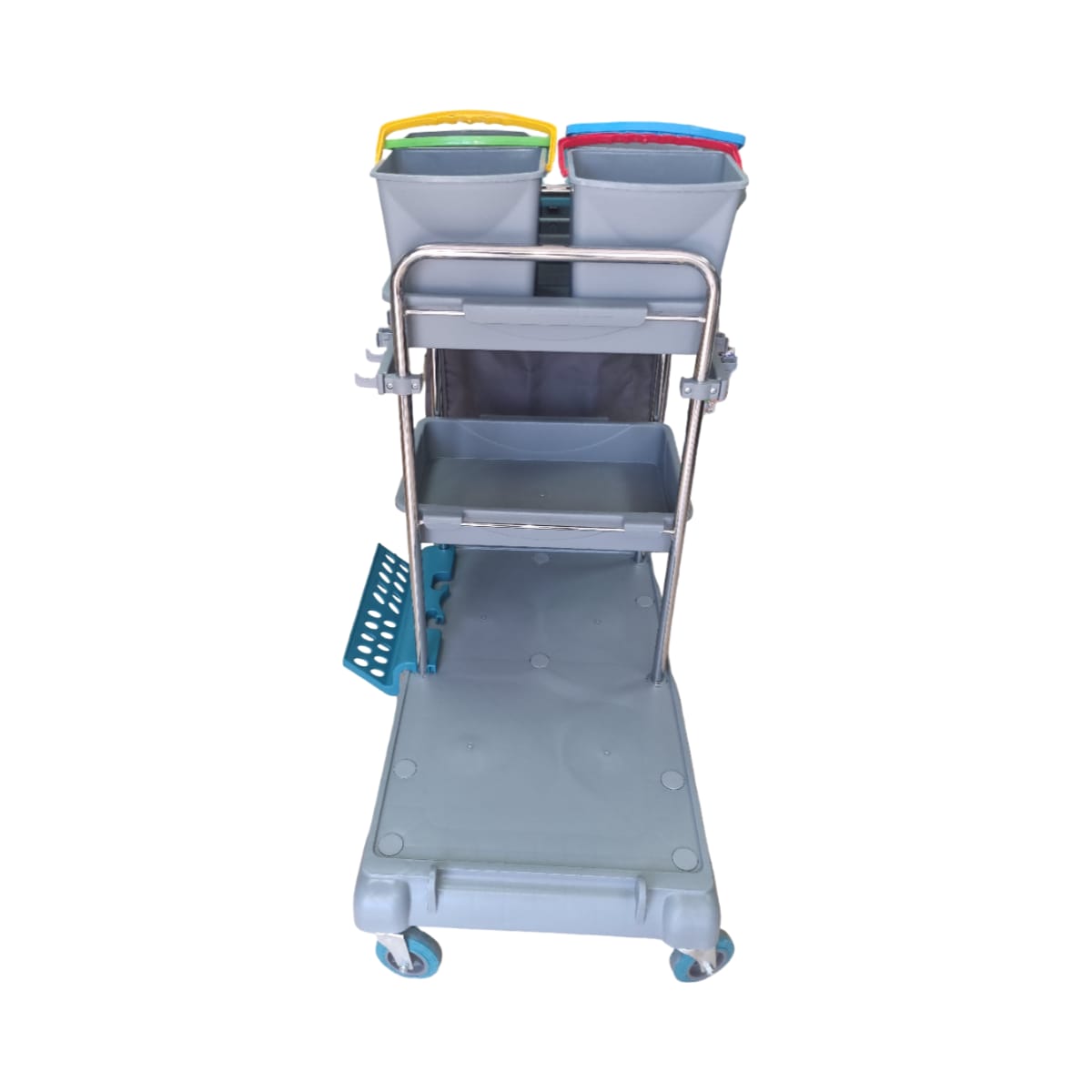 Heavy-Duty Janitorial Cleaning Trolley with Waste Bag & Storage - Image 4