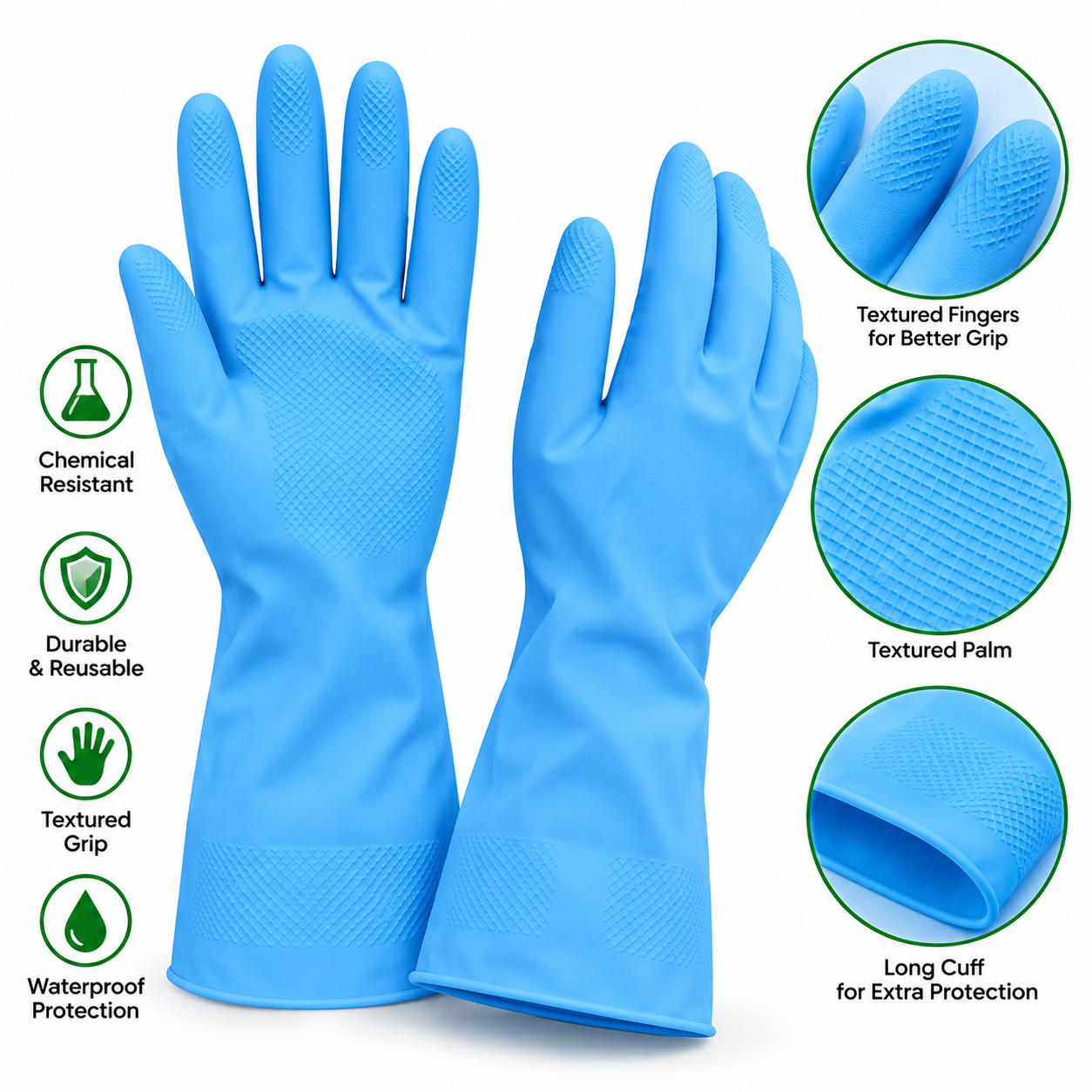 Rubber Household Glove Blue - Image 4